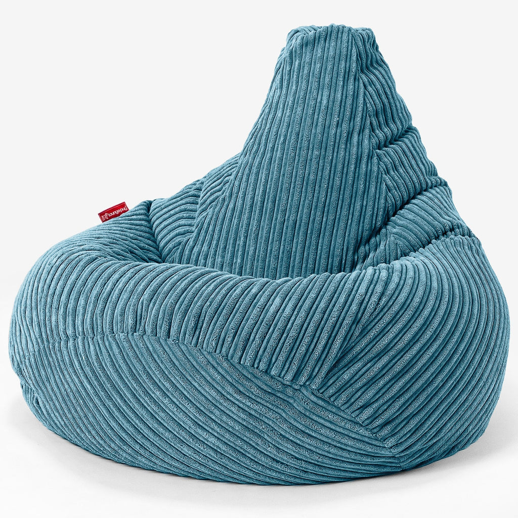 Highback Bean Bag Chair - Cord Aegean Blue 02