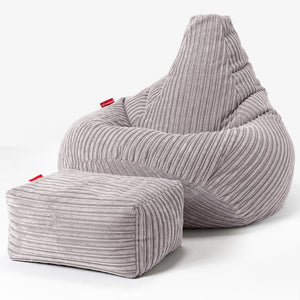 Highback Bean Bag Chair - Cord Silver Grey