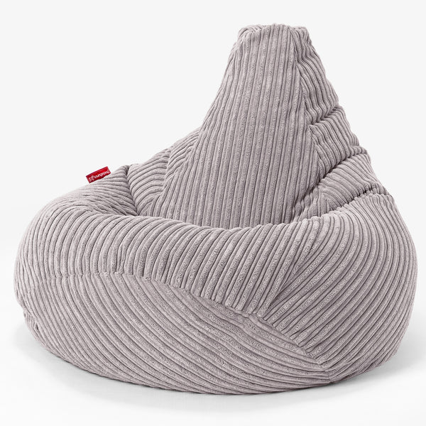 Highback Bean Bag Chair - Cord Aluminium Silver 01