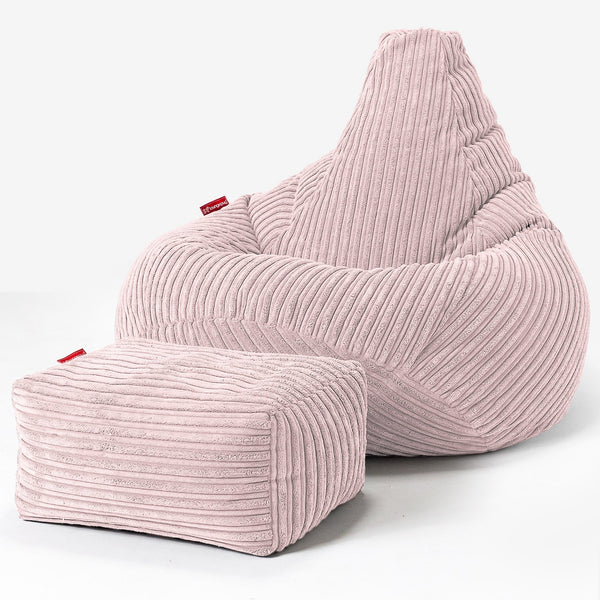 Highback Bean Bag Chair - Cord Blush Pink 01