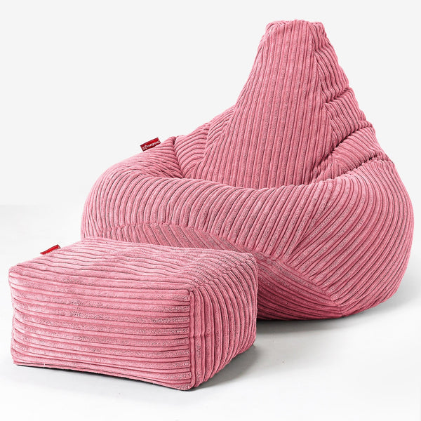Highback Bean Bag Chair - Cord Coral Pink 01