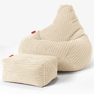 Highback Bean Bag Chair - Cord Cream