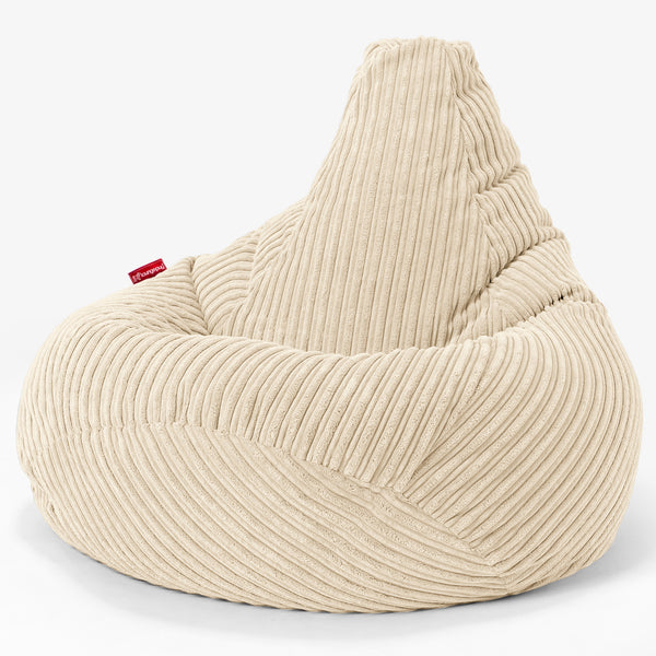 Highback Bean Bag Chair - Cord Cream 01