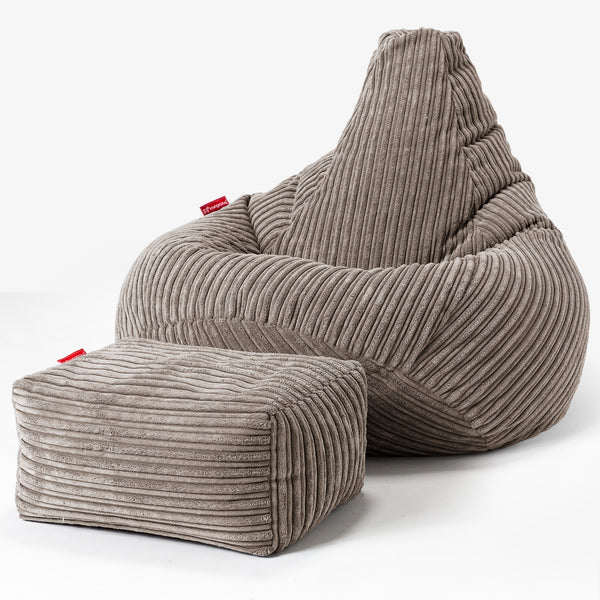 Highback Bean Bag Chair - Cord Dovetail Grey 01