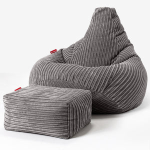 Highback Bean Bag Chair - Cord Graphite Grey