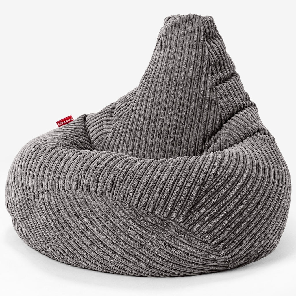 Highback Bean Bag Chair - Cord Graphite Grey 02