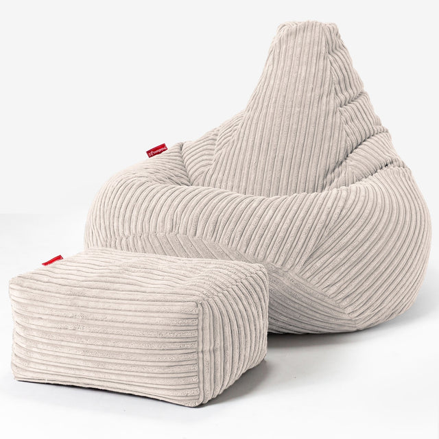 Highback Bean Bag Chair - Cord Ivory 01