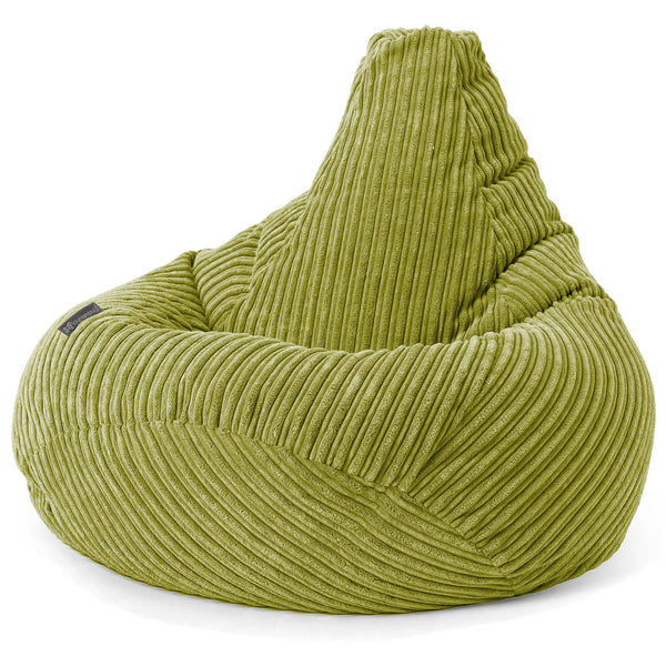 Highback Bean Bag Chair - Cord Lime Green 01