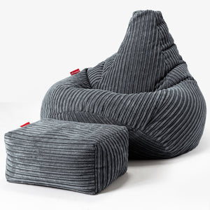 Highback Bean Bag Chair - Cord Slate Grey