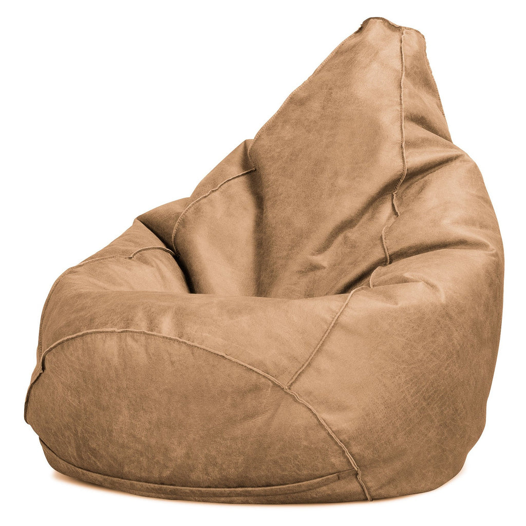 Highback Bean Bag Chair - Distressed Leather Honey Brown 02