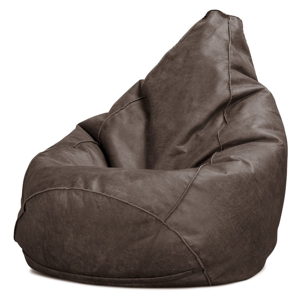 Highback Bean Bag Chair - Distressed Leather Natural Slate 02