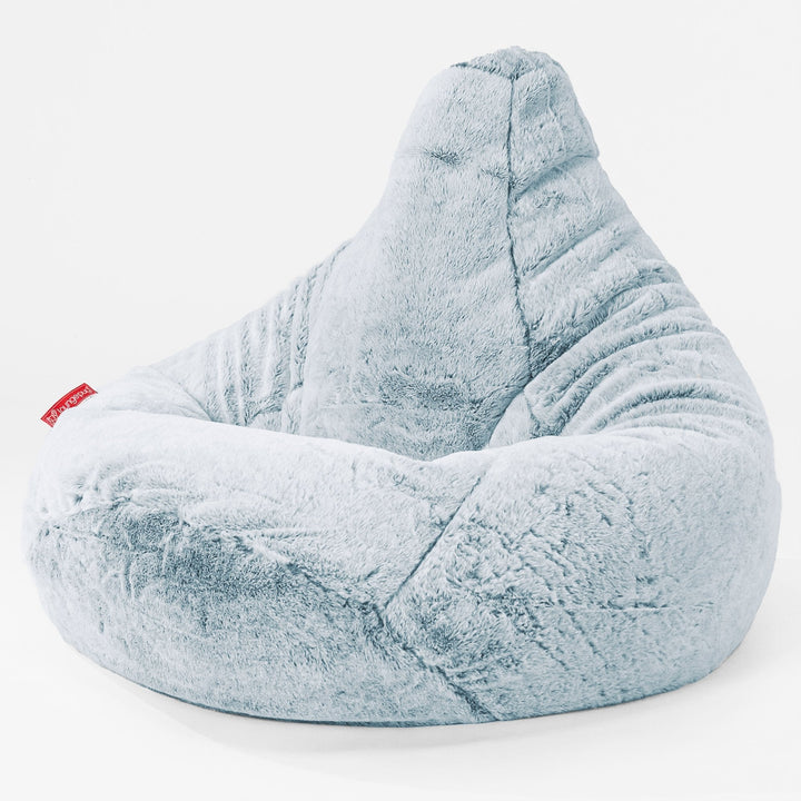 Highback Bean Bag Chair - Faux Rabbit Fur Dusty Blue 01