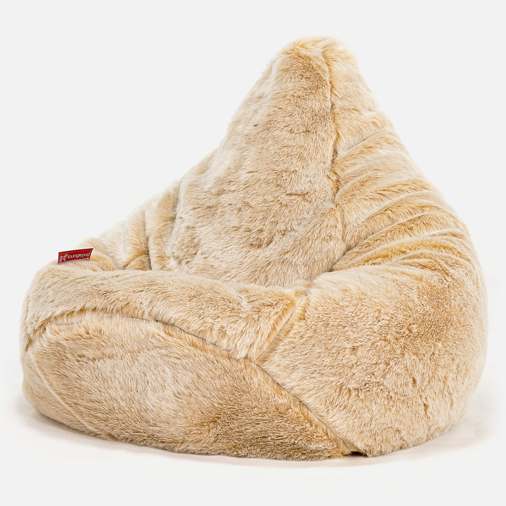 Highback Bean Bag Chair - Faux Fur Sheepskin White 02