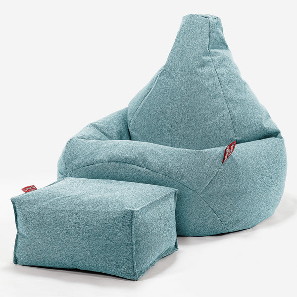 Highback Bean Bag Chair - Interalli Wool Aqua 01