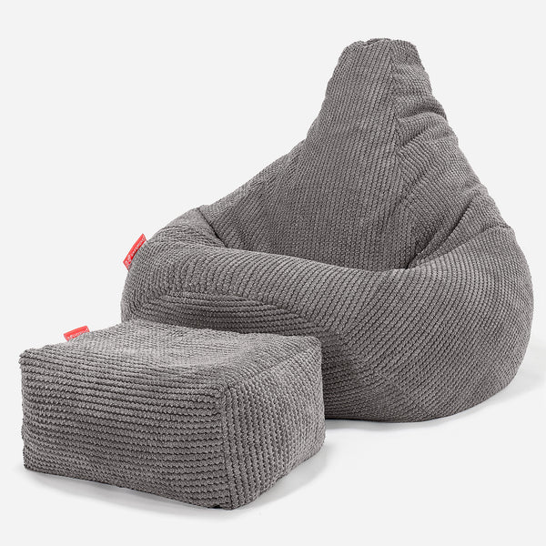 Highback Bean Bag Chair - Pom Pom Charcoal Grey 01