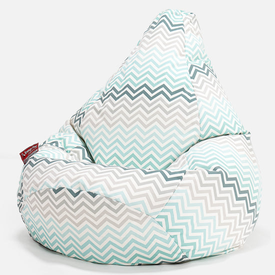 Highback Bean Bag Chair - Geo Print Chevron Teal 02