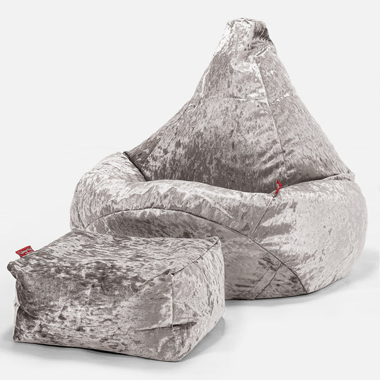 Highback Bean Bag Chair - Vintage Silver 01