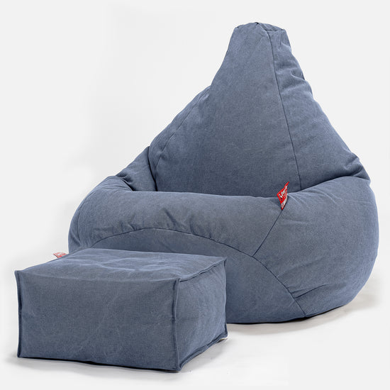 Highback Bean Bag Chair - Canvas Navy 01