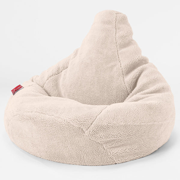 Highback Bean Bag Chair - Teddy Faux Fur Cream 04