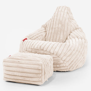 Highback Bean Bag Chair - Ultra Plush Cord Cream