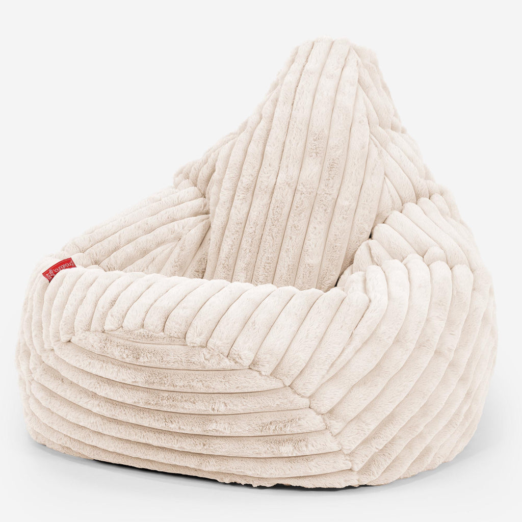 Highback Bean Bag Chair - Ultra Plush Cord Cream 02
