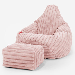 Highback Bean Bag Chair - Ultra Plush Cord Dusty Pink