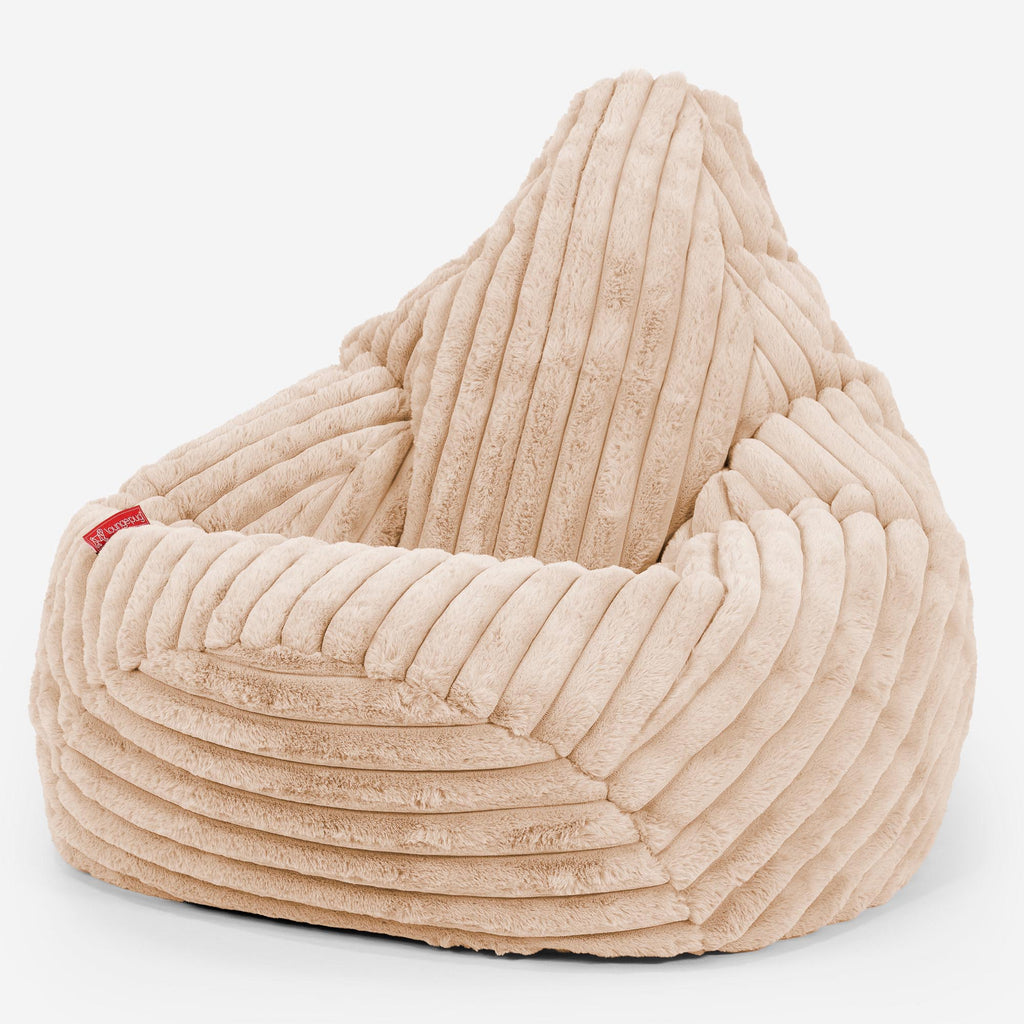 Highback Bean Bag Chair - Ultra Plush Cord Peach 02