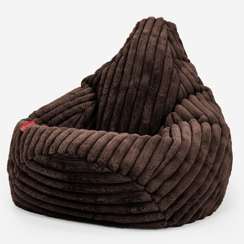 Highback Bean Bag Chair - Ultra Plush Cord Sable 02