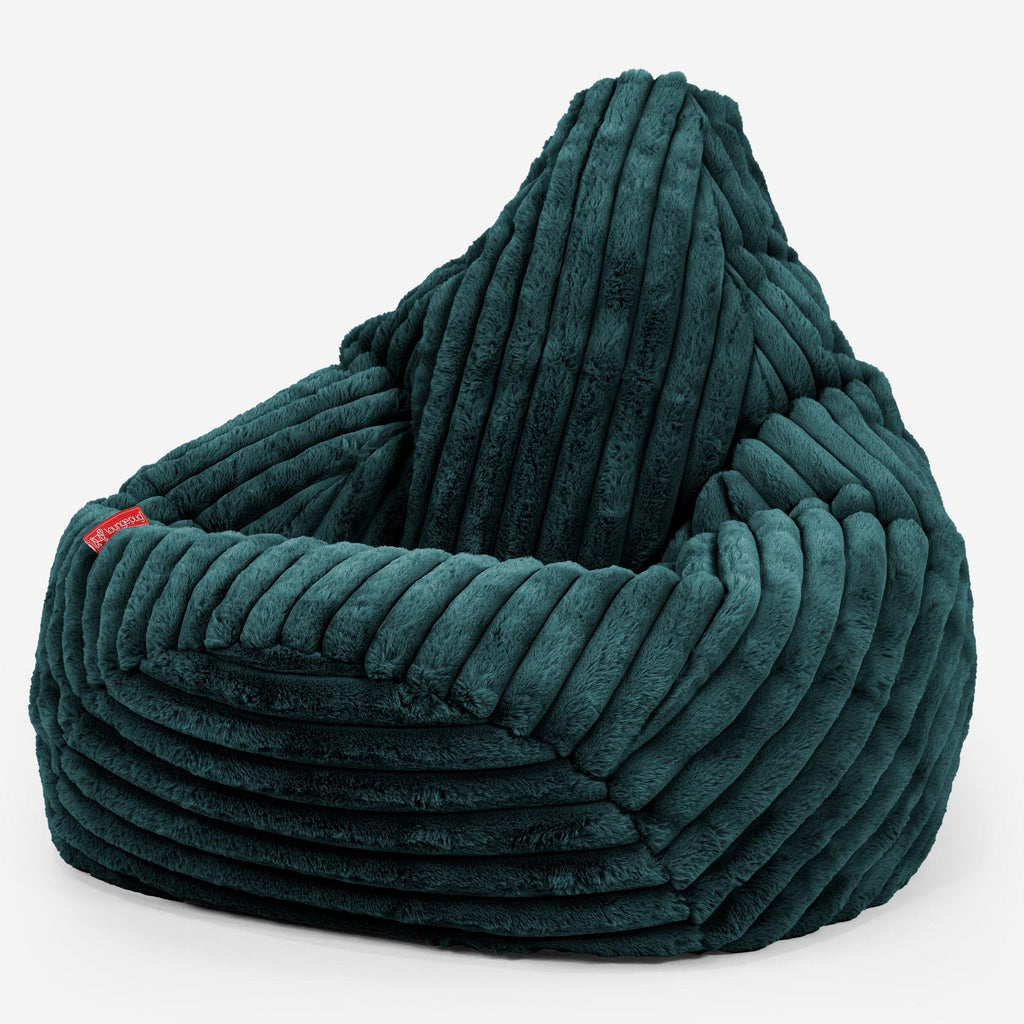 Highback Bean Bag Chair - Ultra Plush Cord Teal 02