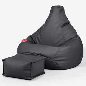 Highback Bean Bag Chair - Vegan Leather Black