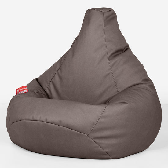 Highback Bean Bag Chair - Vegan Leather Chocolate 02