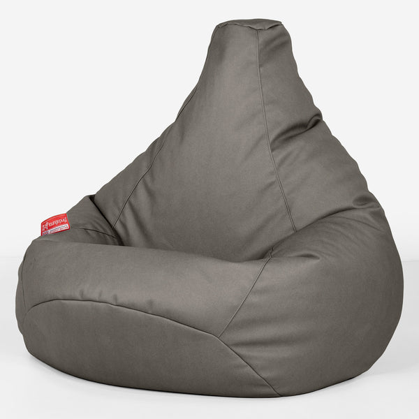 Highback Bean Bag Chair - Vegan Leather Grey 01