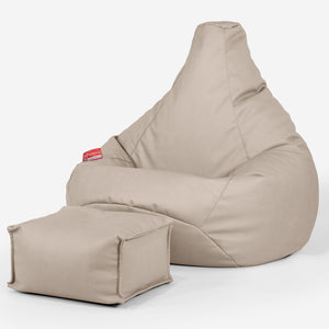 Highback Bean Bag Chair - Vegan Leather Ivory