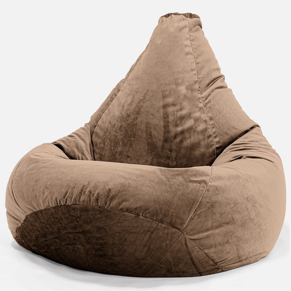 Highback Bean Bag Chair - Velvet Espresso 01