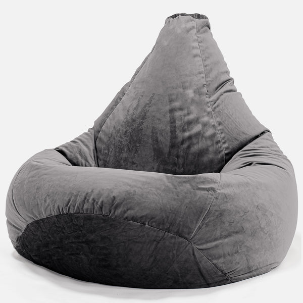 Highback Bean Bag Chair - Velvet Graphite Grey 01