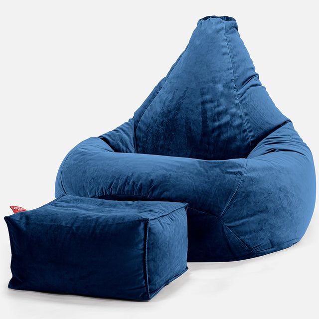 Highback Bean Bag Chair - Velvet Midnight Blue 01