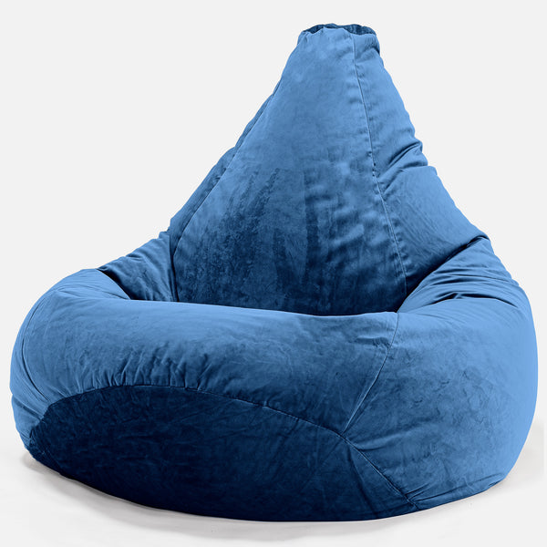 Highback Bean Bag Chair - Velvet Midnight Blue 01