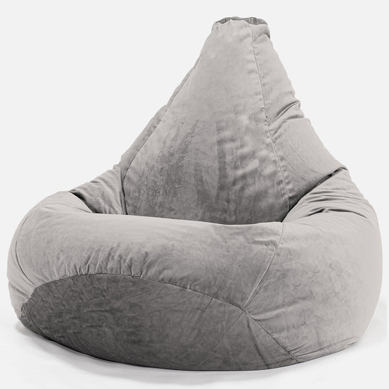 Highback Bean Bag Chair - Velvet Silver 02