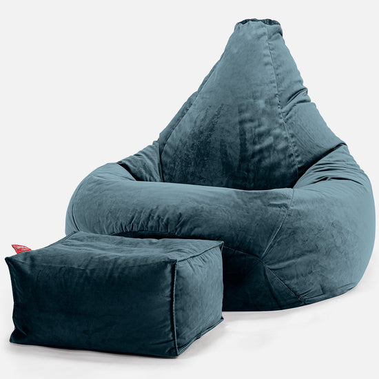 Highback Bean Bag Chair - Velvet Teal 01