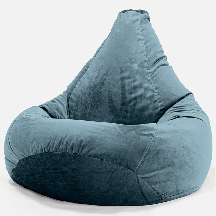 Highback Bean Bag Chair - Velvet Teal 02