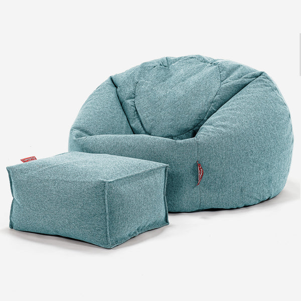 Classic Bean Bag Chair - Interalli Wool Aqua 01