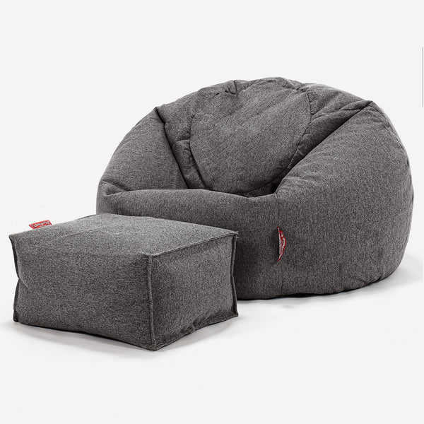 Classic Bean Bag Chair - Interalli Wool Grey 01