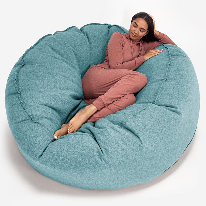 Mega Mammoth Bean Bag Sofa - Interalli Wool Aqua 01