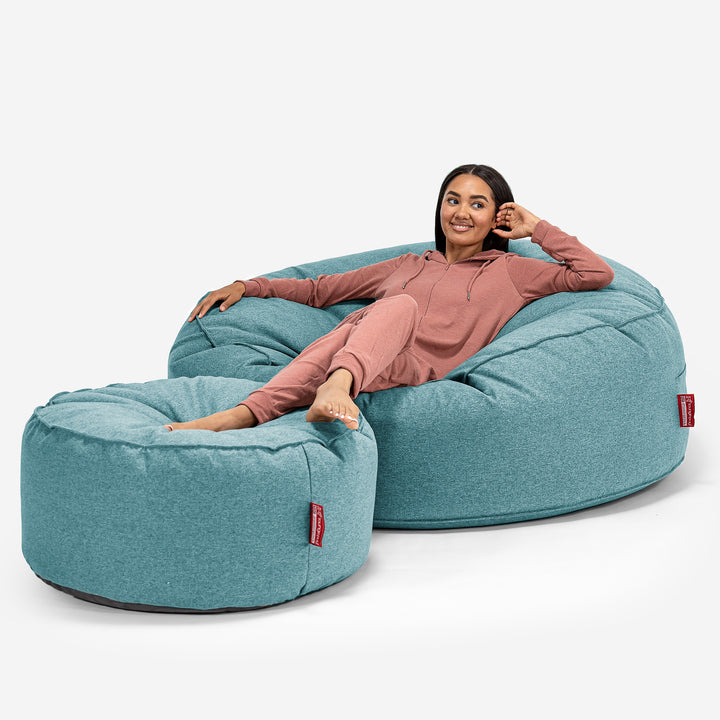 Mega Mammoth Bean Bag Sofa - Interalli Wool Aqua 02