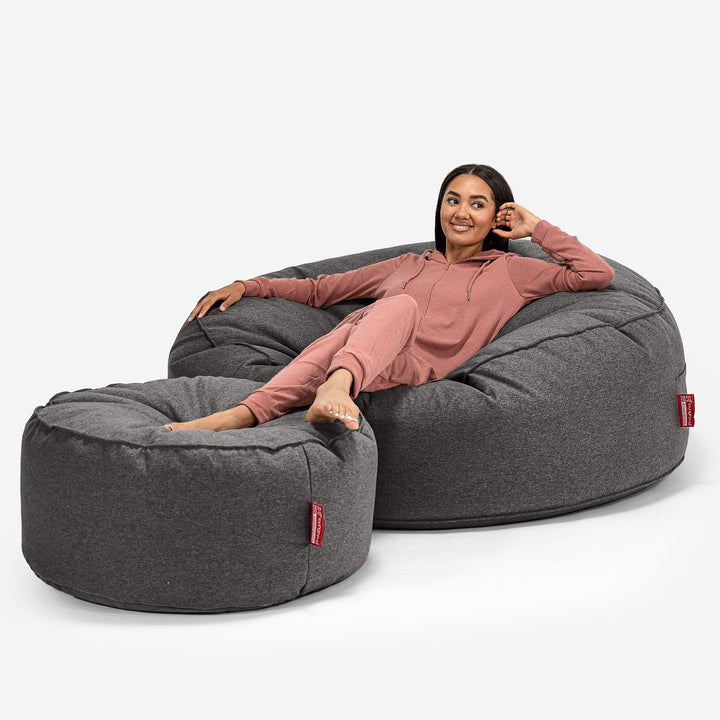 Mega Mammoth Bean Bag Sofa - Interalli Wool Grey 02