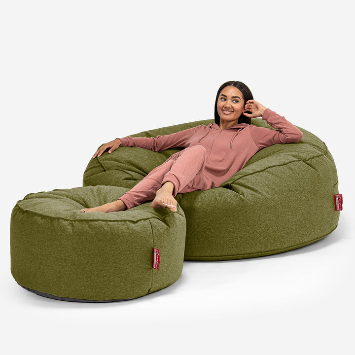 Mega Mammoth Bean Bag Sofa - Interalli Wool Lime Green 02