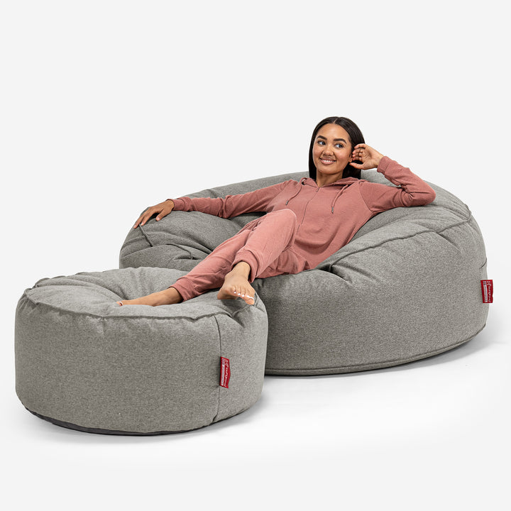 Mega Mammoth Bean Bag Sofa - Interalli Wool Silver 02