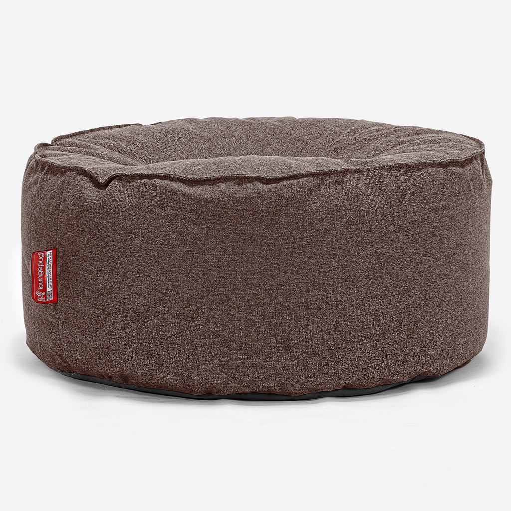 Large Round Pouffe - Interalli Wool Brown 01
