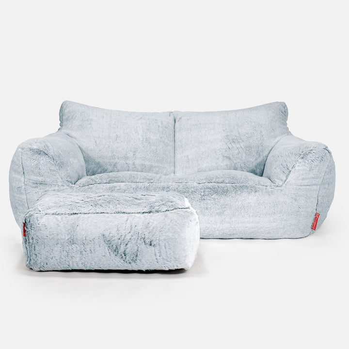 Josephine Sofa Bean Bag - Fluffy Faux Fur Rabbit Dusty Blue 02