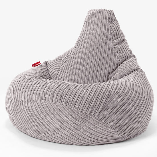 Children's Gaming Bean Bag Chair 6-14 yr - Cord Aluminium Silver 02